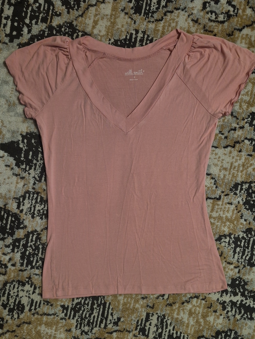 Willi Smith Dusty Rose V-Neck Short Sleeve Tee